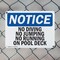 Signmission No Diving No Jumping No Running On Pool Deck, 14 in W x Rectangle, Plastic OS-2PACK-NS-P-1014-L-14482 - alternate 2